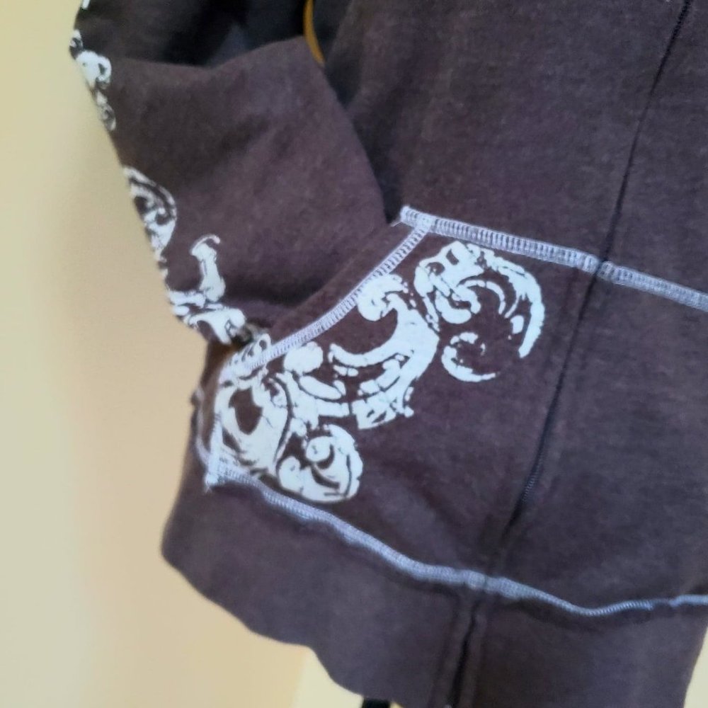 Trendy Brown/Cream Zip Up Hoodie Jacket - Picture 3 of 5